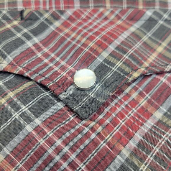 VINTAGE ATB Authentic Western Shirt Plaid Pearl Snap Mens Size 17 34/35 - Picture 6 of 10